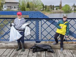 Pair of Park Cub Scouts cleaning up parks during pandemic